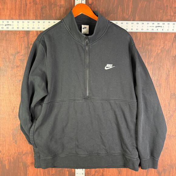 Nike Sportswear NSW Club Fleece Half Zip Pullover Sweatshirt Black Mens XL READ - Picture 2 of 9